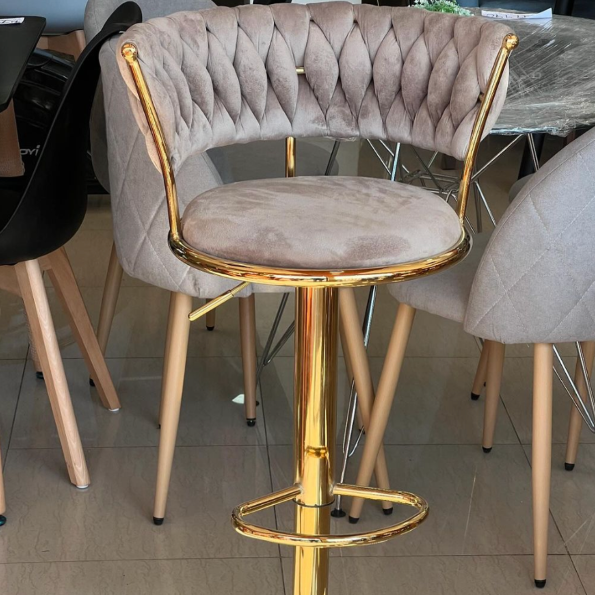 Taburete Queen Terciopelo (Ajustable)