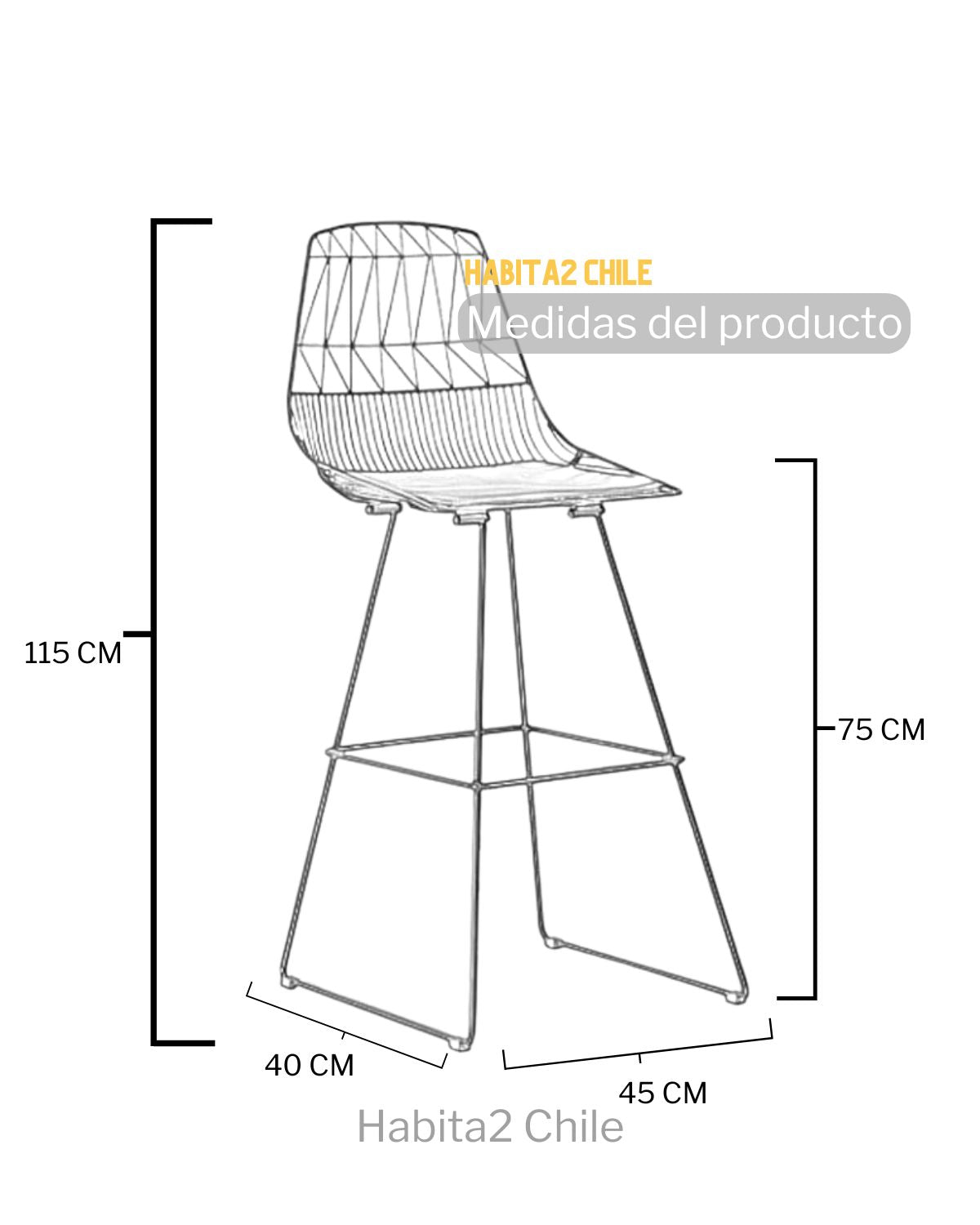 Silla de bar Elegant 75 cm