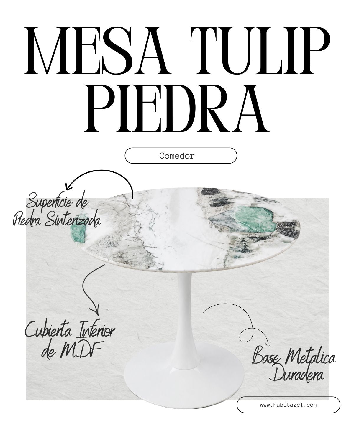 Mesa Tulip Piedra 80 cm