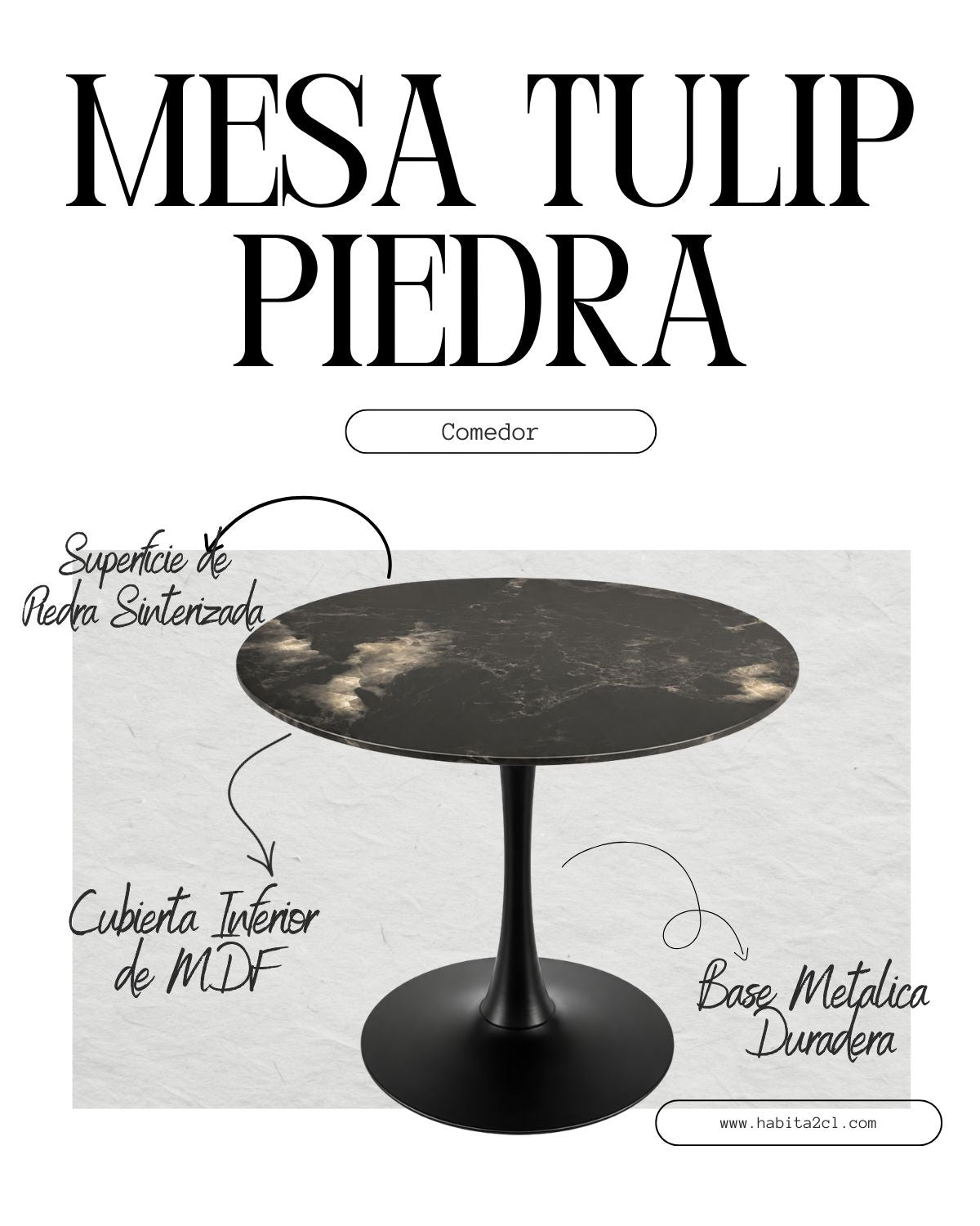 Mesa Tulip Piedra 100 cm