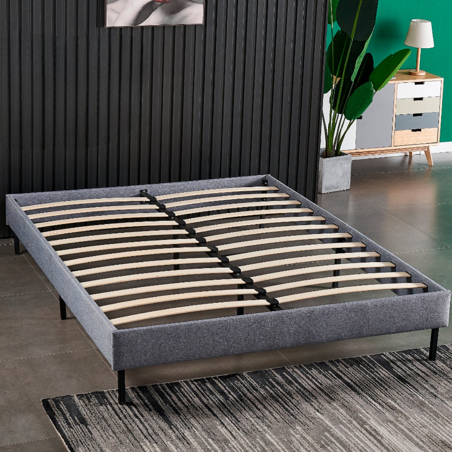 Base Cama Europea Gris 2 Plazas