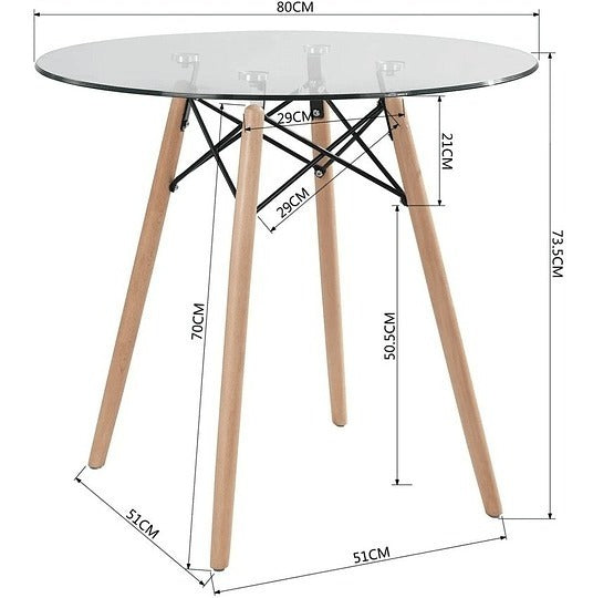 Mesa Eames de Vidrio 80 cm