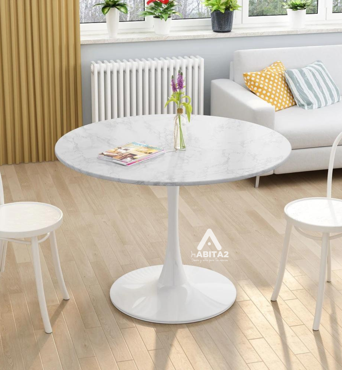 Mesa Tulip simil Marmol 100 cm