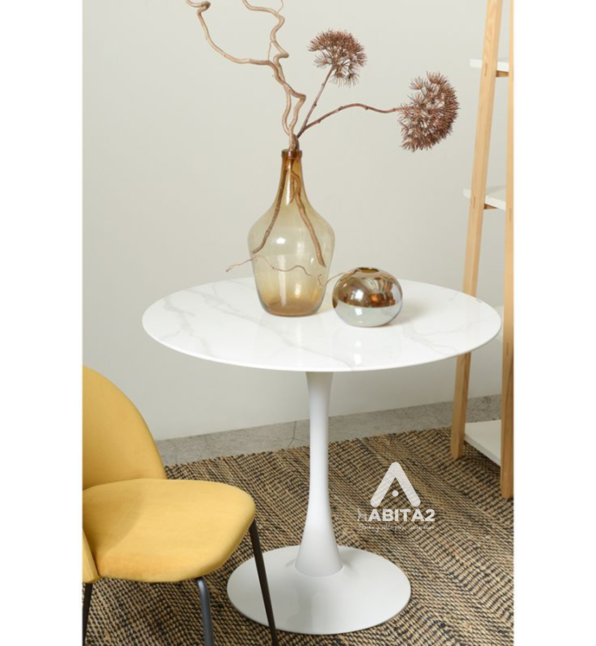 Mesa Tulip simil Marmol 100 cm