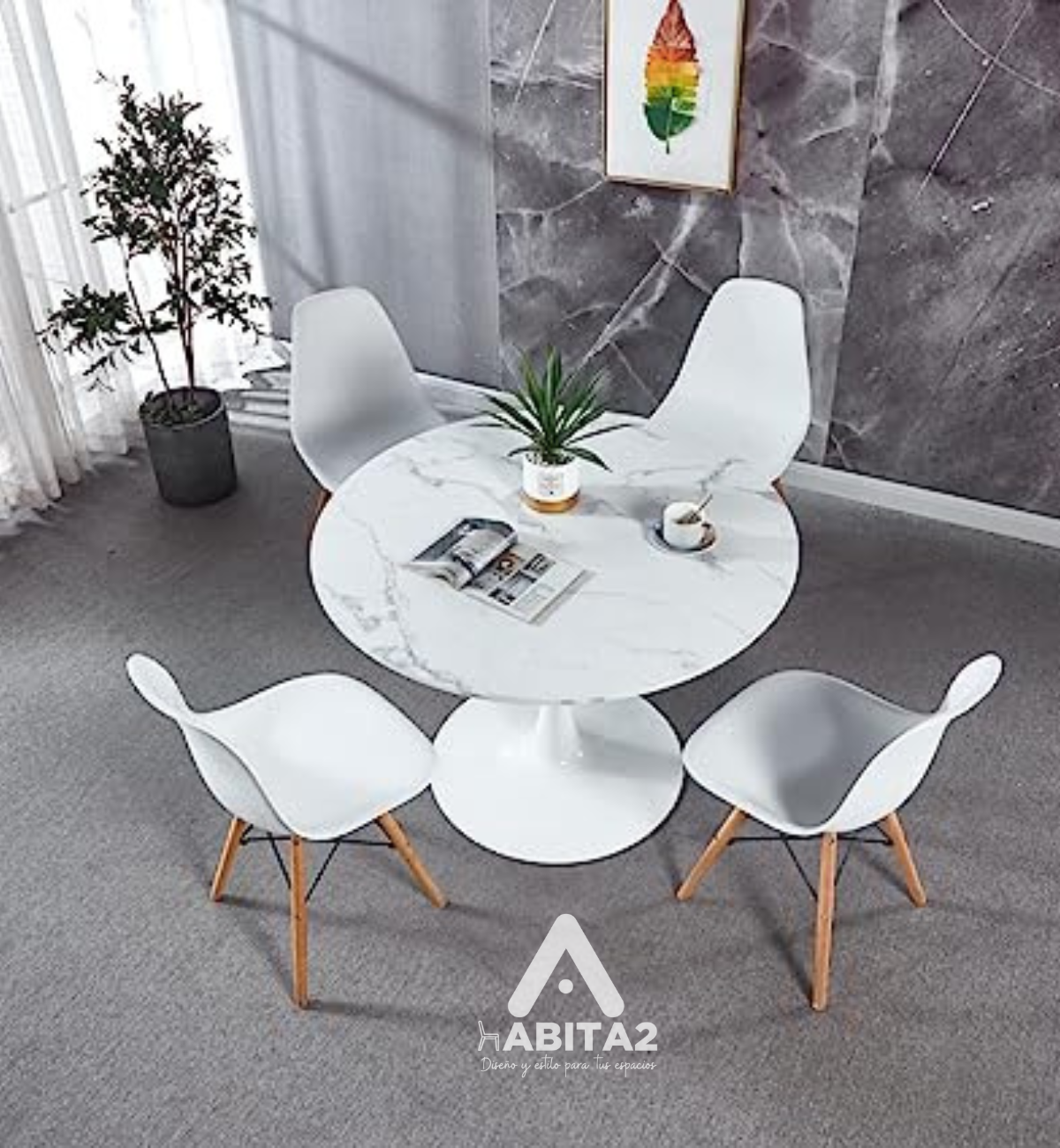 Mesa Tulip simil Marmol 100 cm