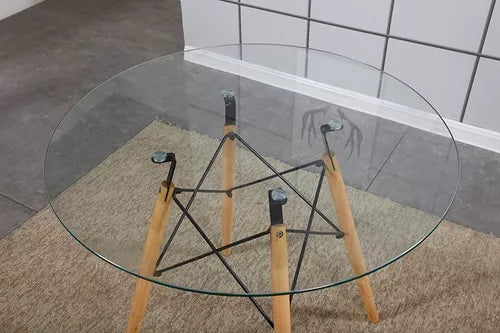 Mesa Eames de Vidrio 80 cm