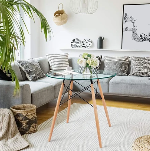 Mesa Eames de Vidrio 80 cm
