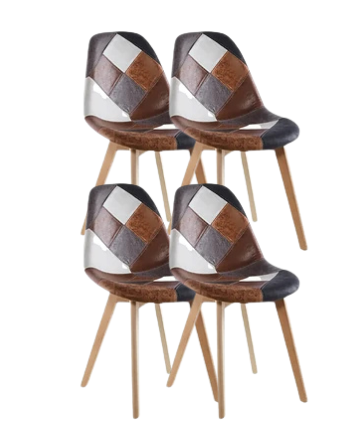 Pack 4 Sillas Patchwork Cuero