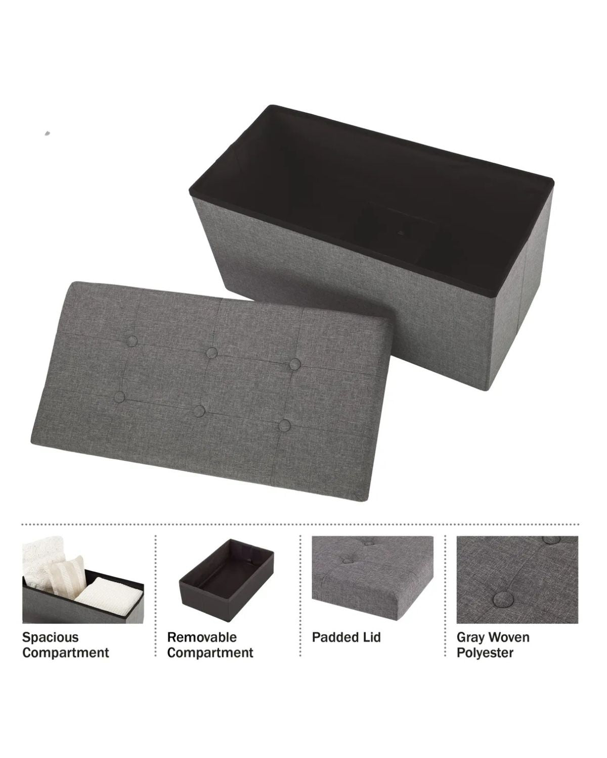 Banqueta Pouf Lino Gris