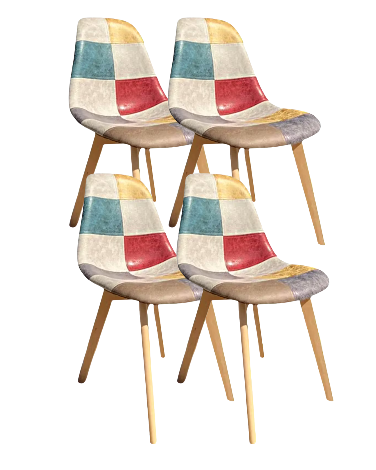 Pack 4 Sillas Patchwork Cuero
