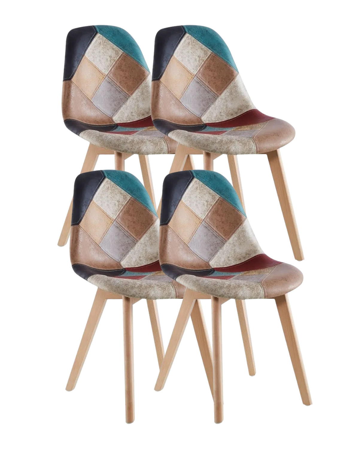 Pack 4 Sillas Patchwork Cuero