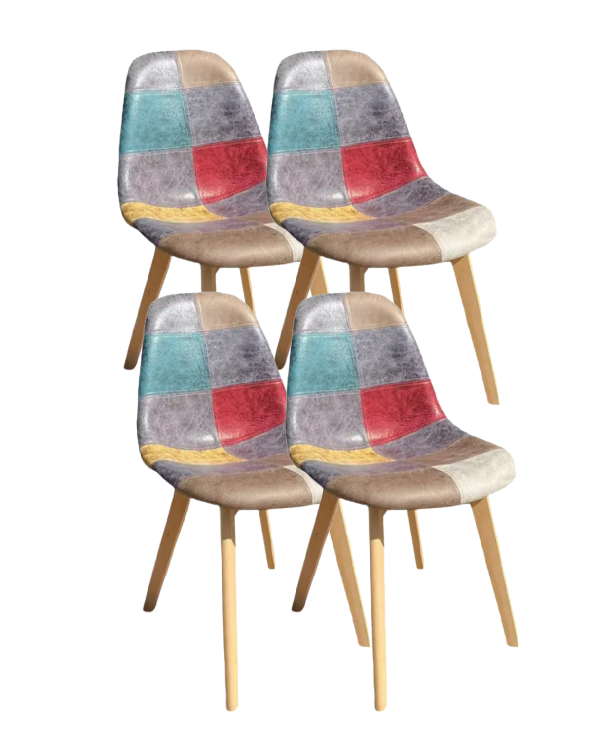 Pack 4 Sillas Patchwork Cuero