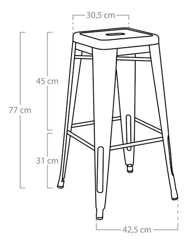 Taburete Tolix Sin Respaldo 77 cm