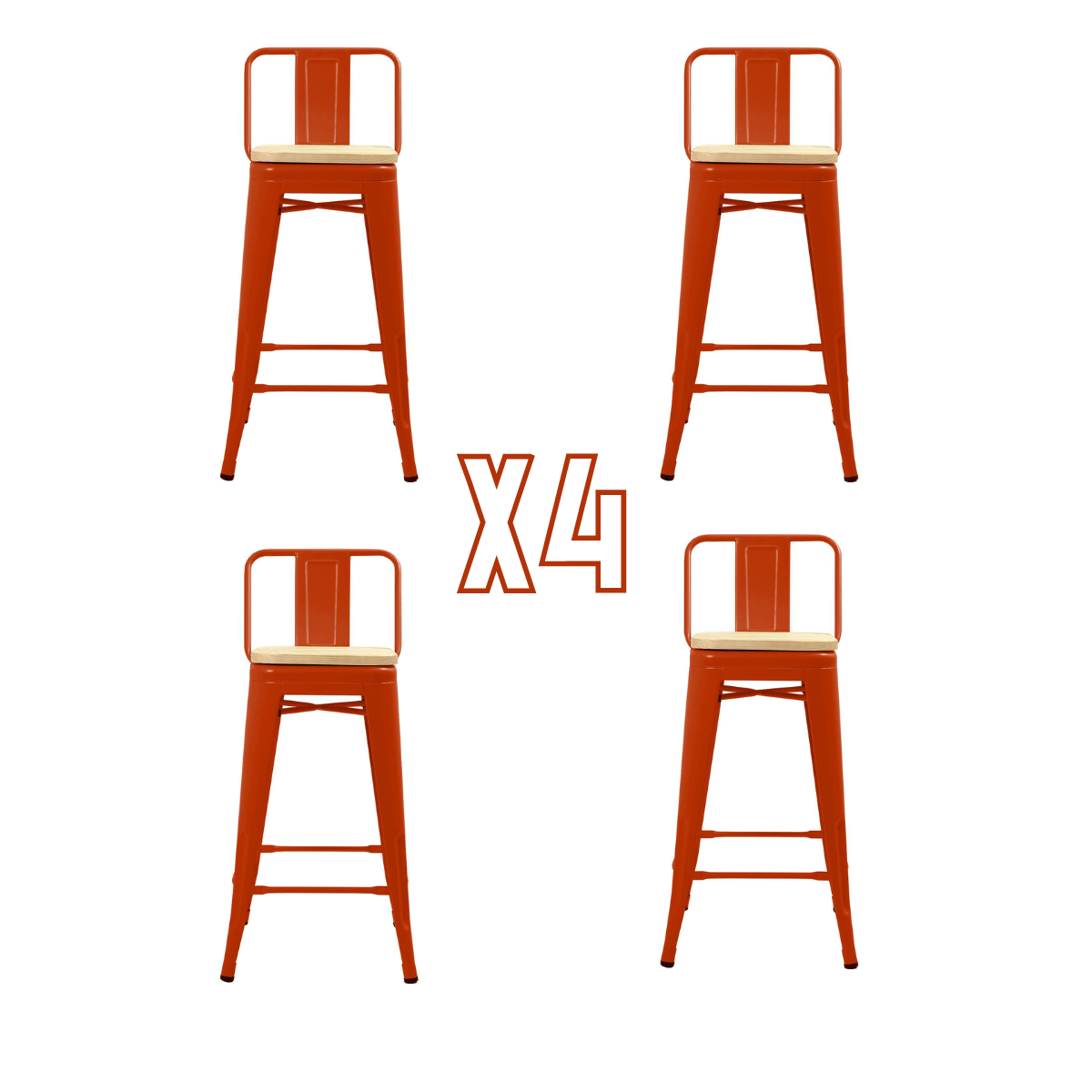 Pack 4 Taburetes Tolix Wood 66 Cm