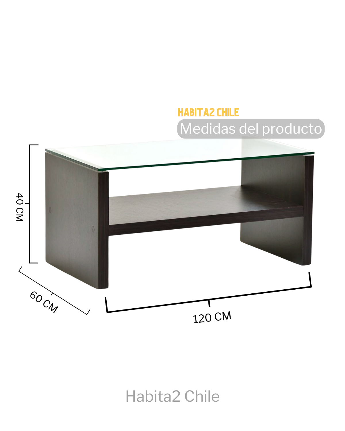 Mesa de centro Walnut Rect. de vidrio