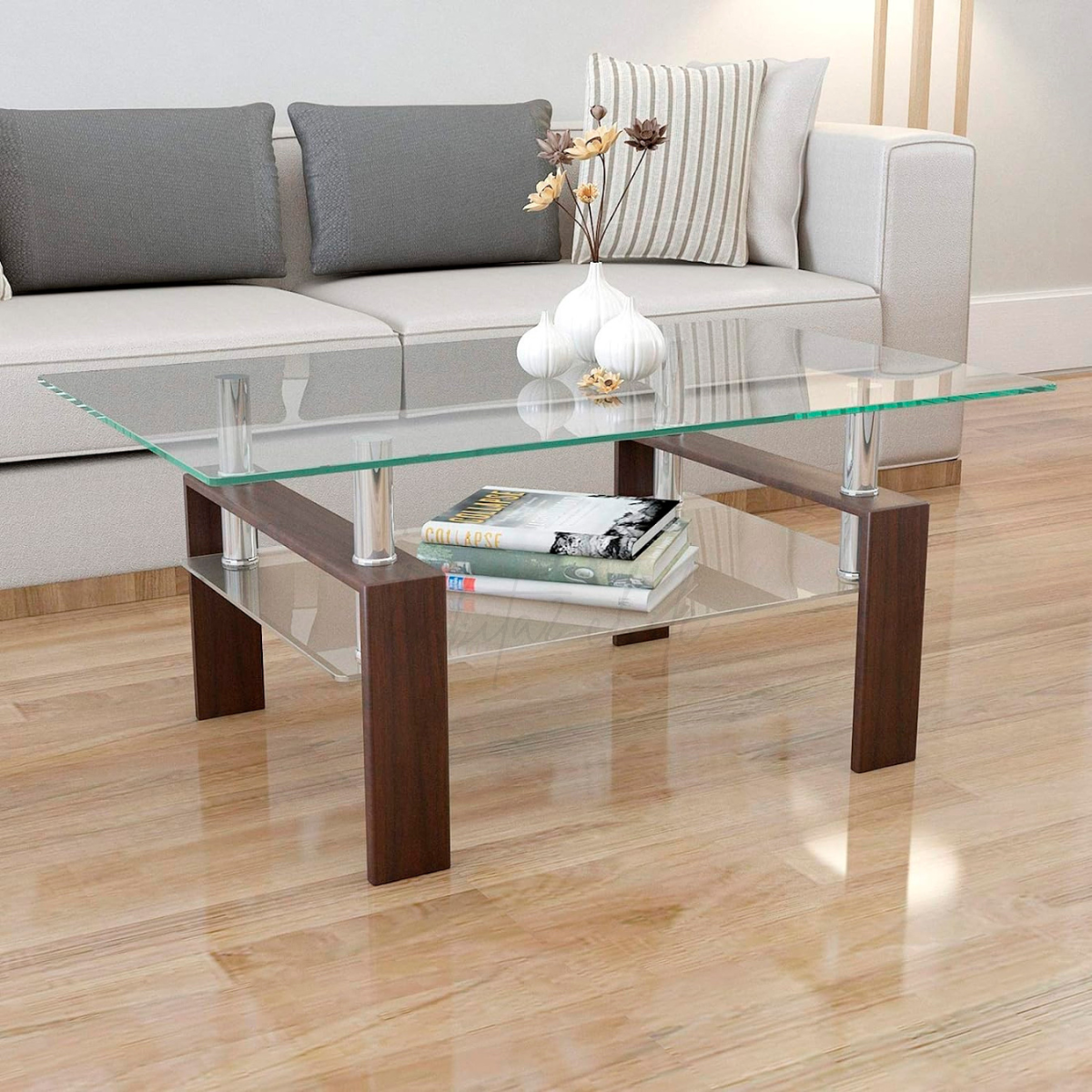 Mesa de centro rectangular de Vidrio