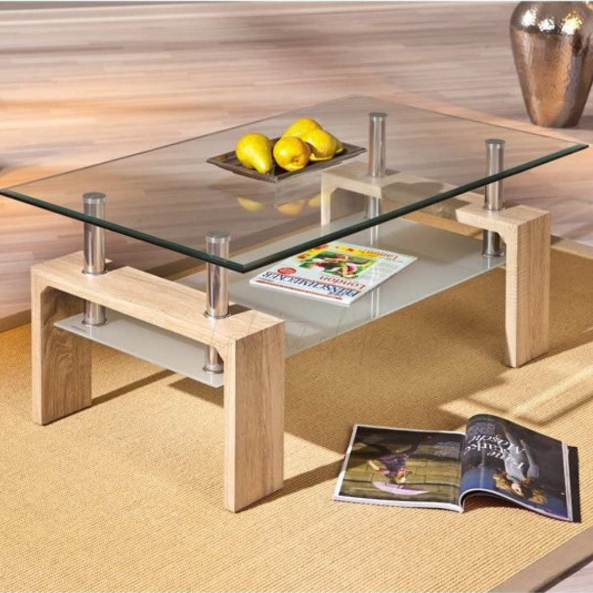 Mesa de centro rectangular de Vidrio