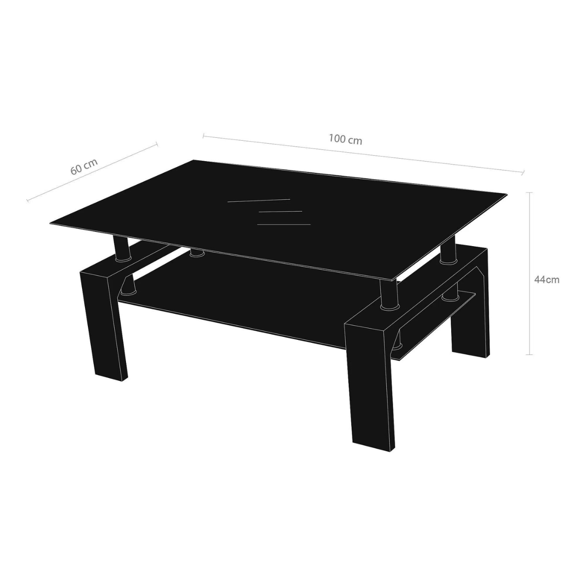 Mesa de centro rectangular de Vidrio