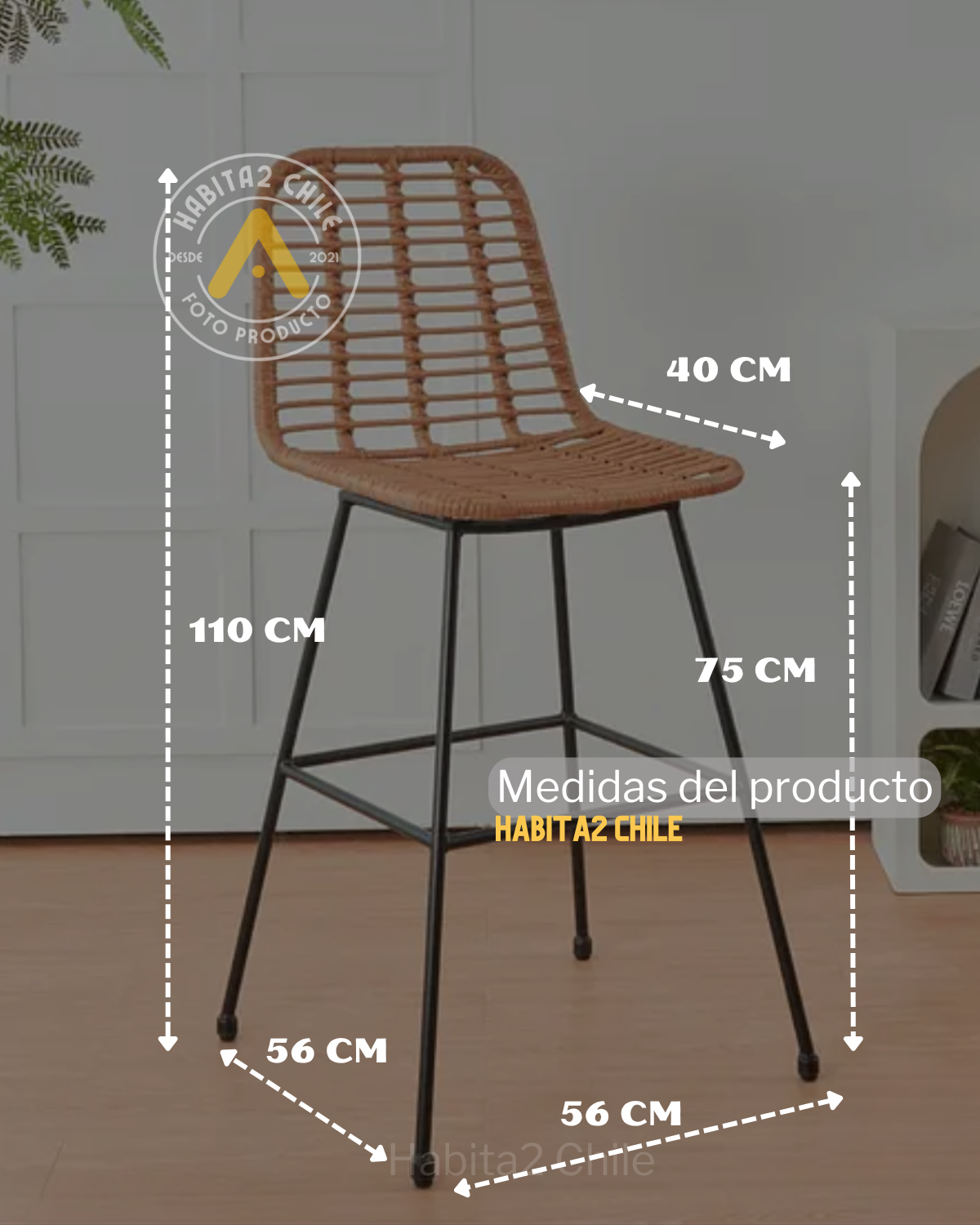 Taburete Santorini Rattan 68 cm
