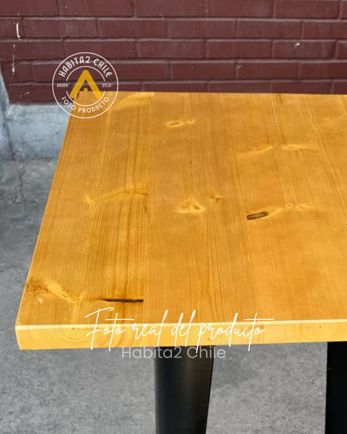 Mesa Tolix Madera 70x70 cm