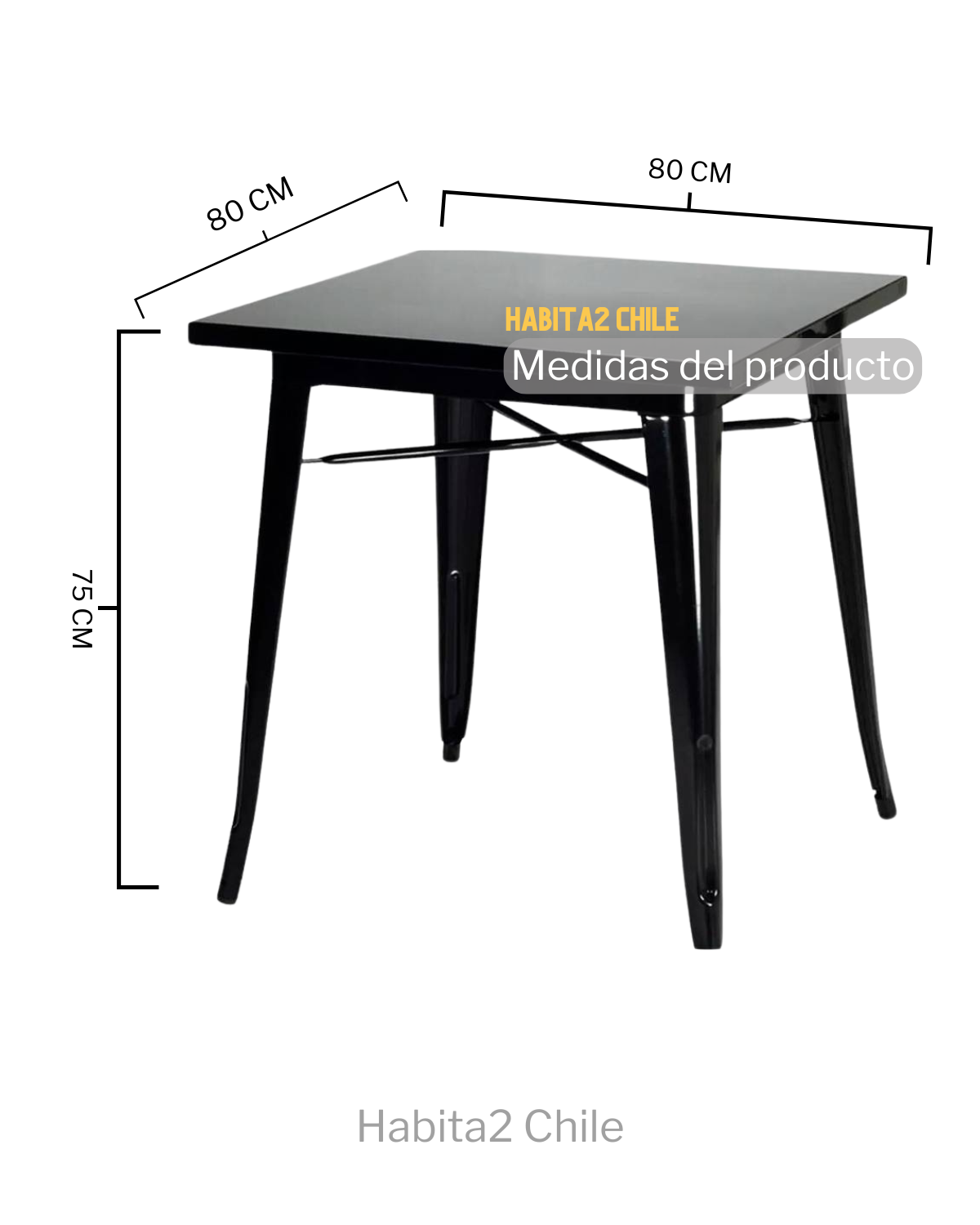 Mesa Tolix Metálica 80x80 cm