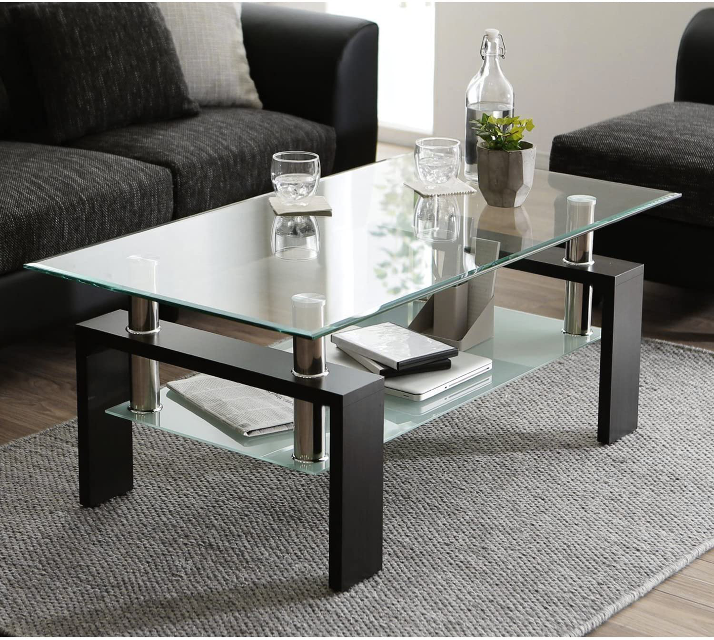 Mesa de centro rectangular de Vidrio