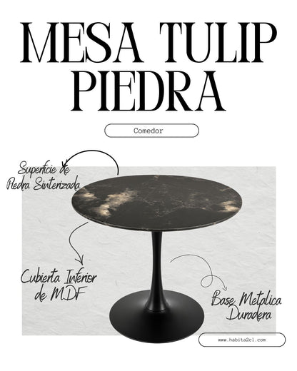 Mesa Tulip Piedra 100 cm