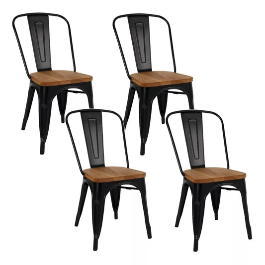Pack 4 sillas Tolix Wood Oscura