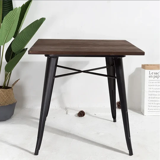 Mesa Tolix Madera 80x80 cm