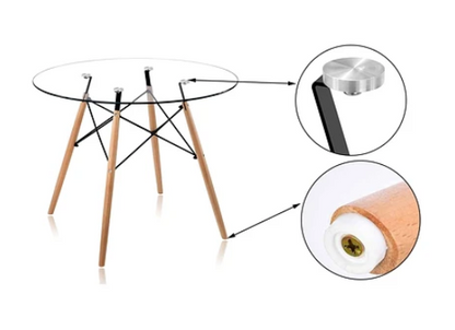 Mesa Eames de Vidrio 120 cm