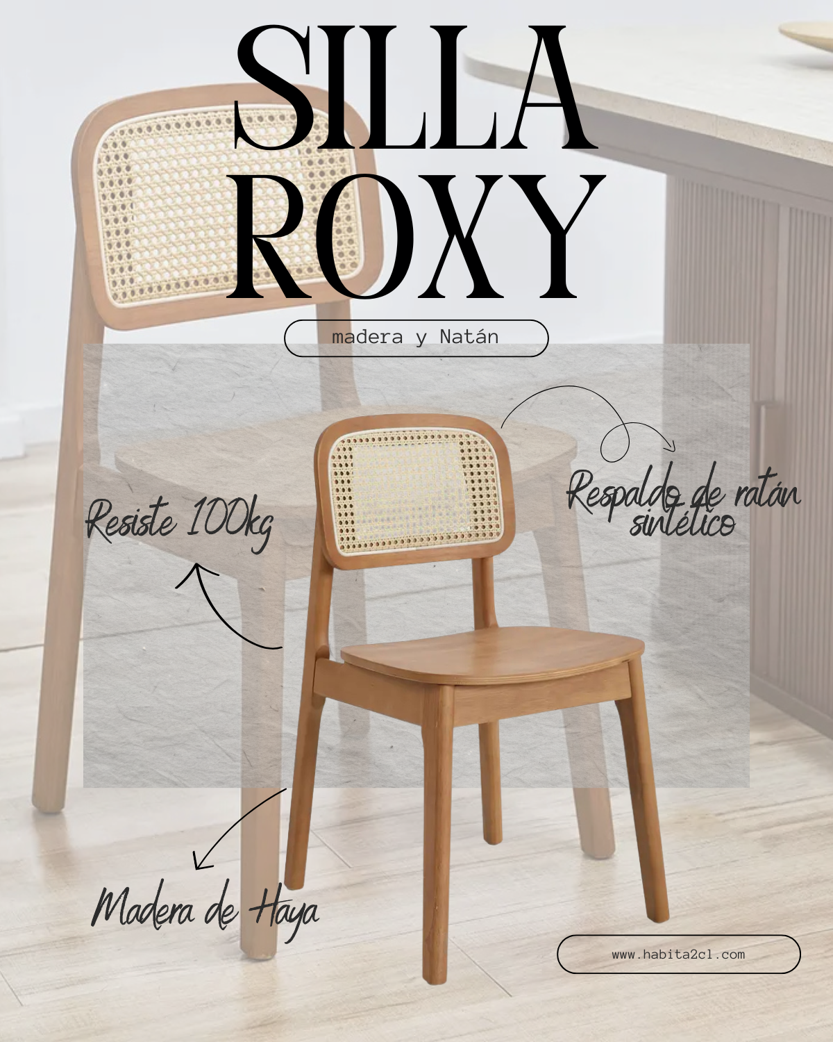 Silla Roxy Madera y Ratán