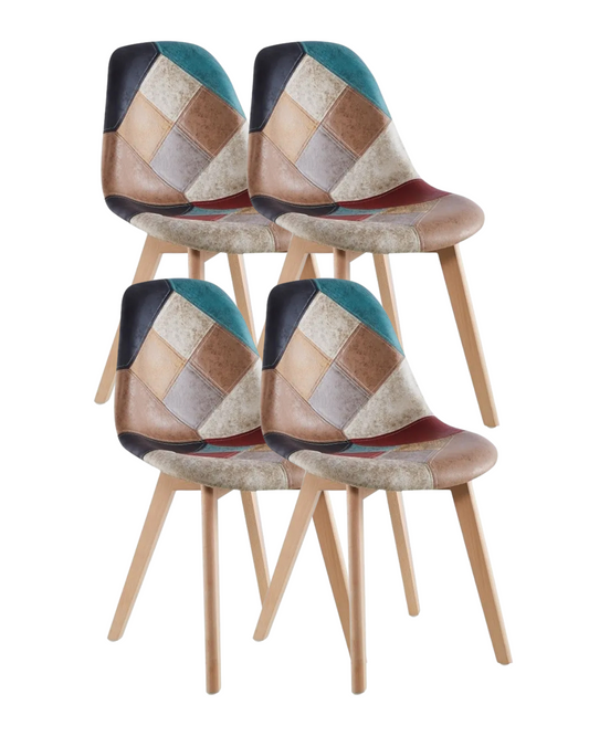 Pack 4 Sillas Patchwork Cuero