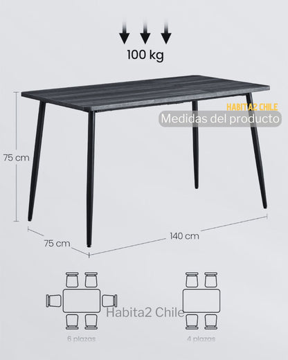 Mesa Rectangular Nut 140x75 cm