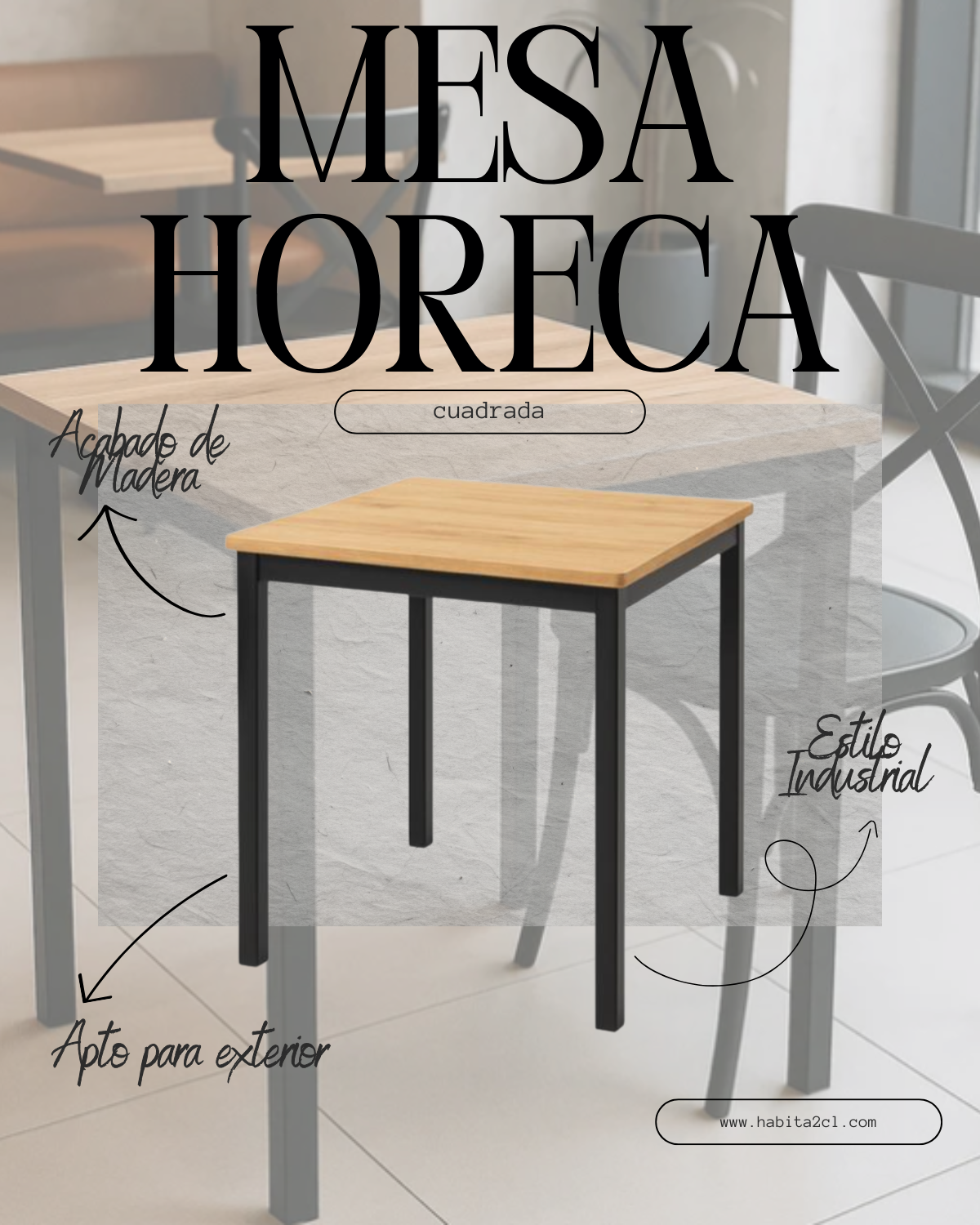 Mesa Cuadrada Horeca 60x60cm