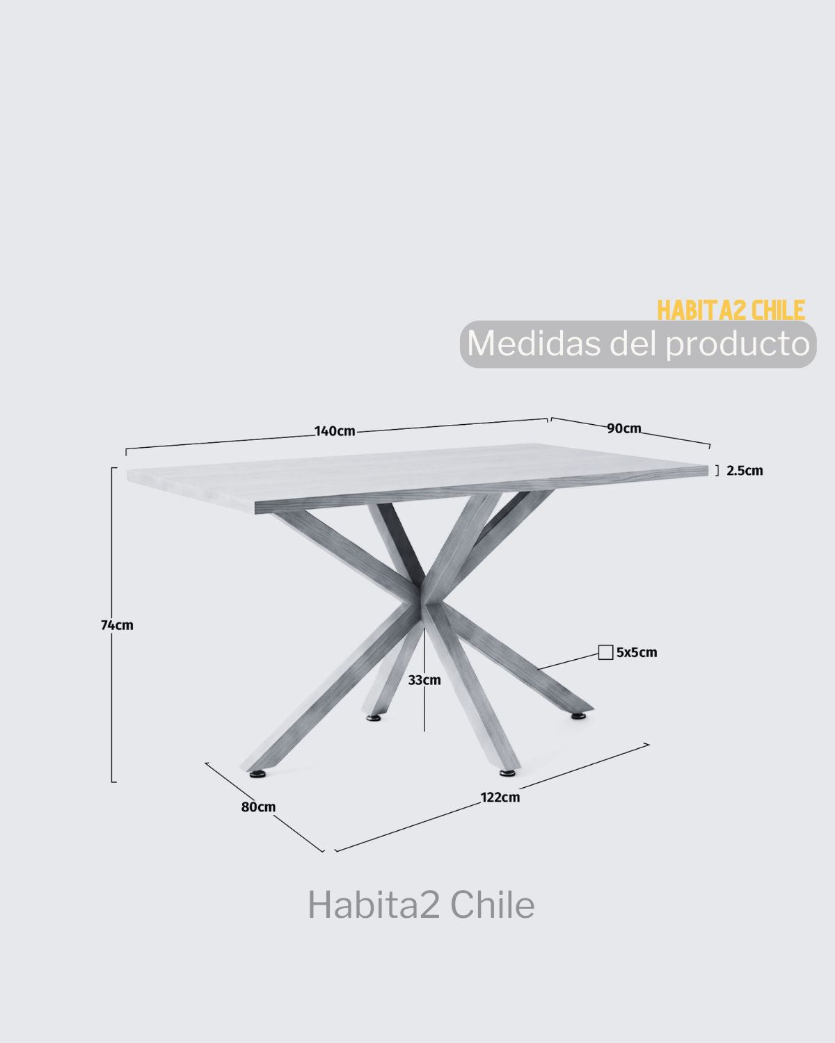 Mesa Escandinava Rectangular 140x90cm