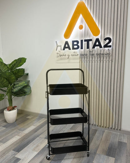 Carro Bar Plegable Negro