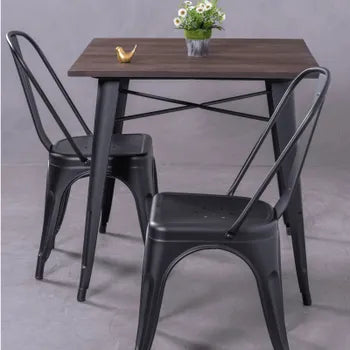 Mesa Tolix Madera 80x80 cm