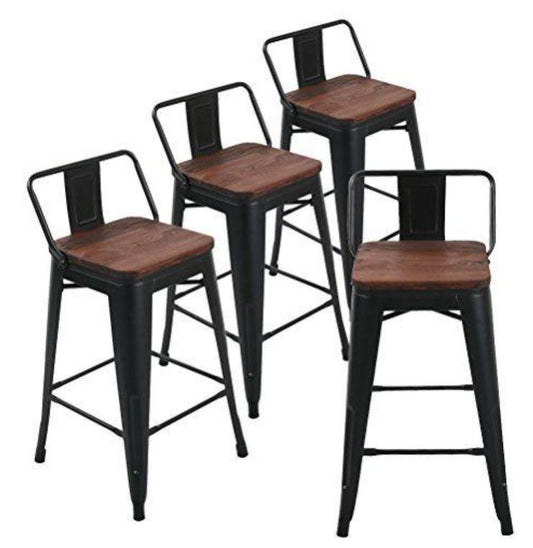 Pack 4 taburetes Tolix Wood madera Oscura 77cm