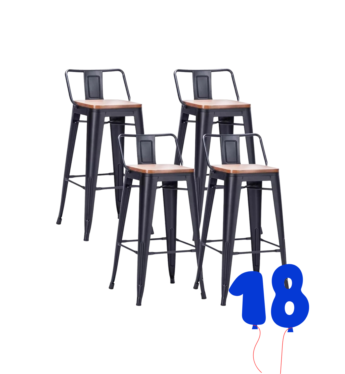 Pack 4 Taburetes Tolix Wood 66 Cm