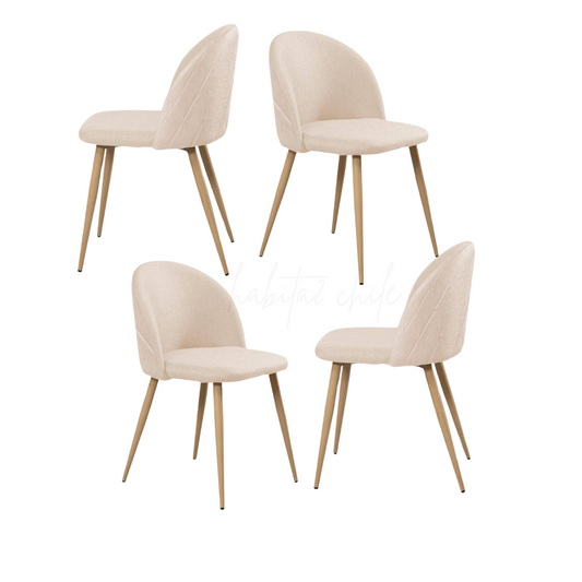 Pack 4 Sillas Nordic Felpa Wood