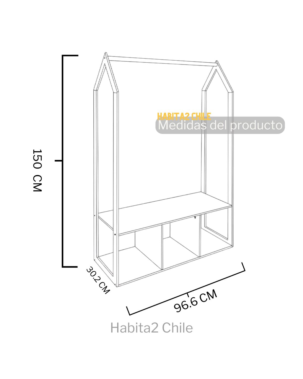 Closet colgador 3 espacios Infantil