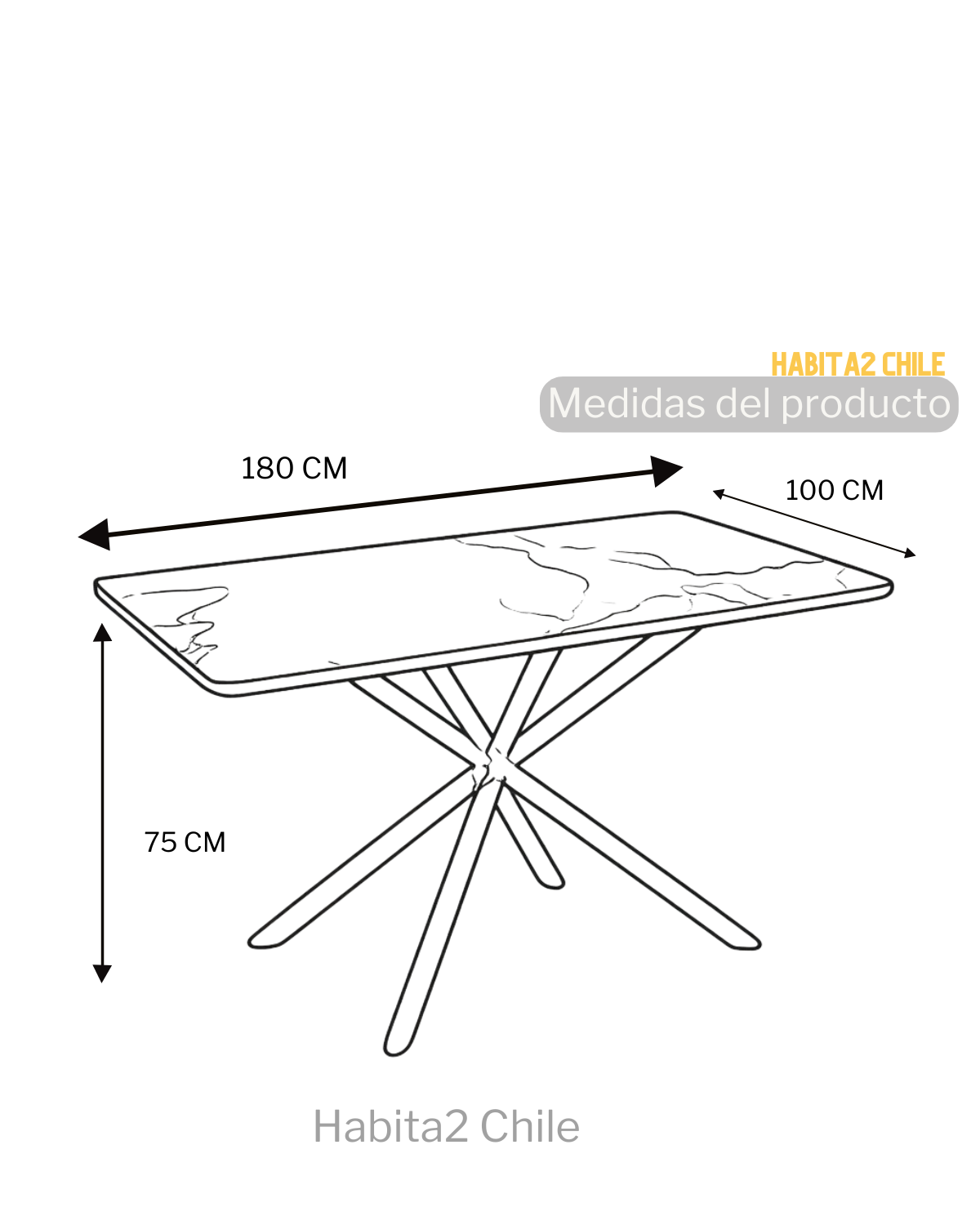 Mesa Becca 180x100 cm