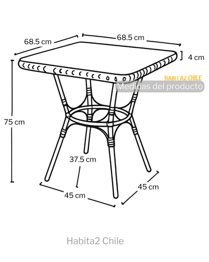 Mesa Boheme Cuadrada 68x68 cm