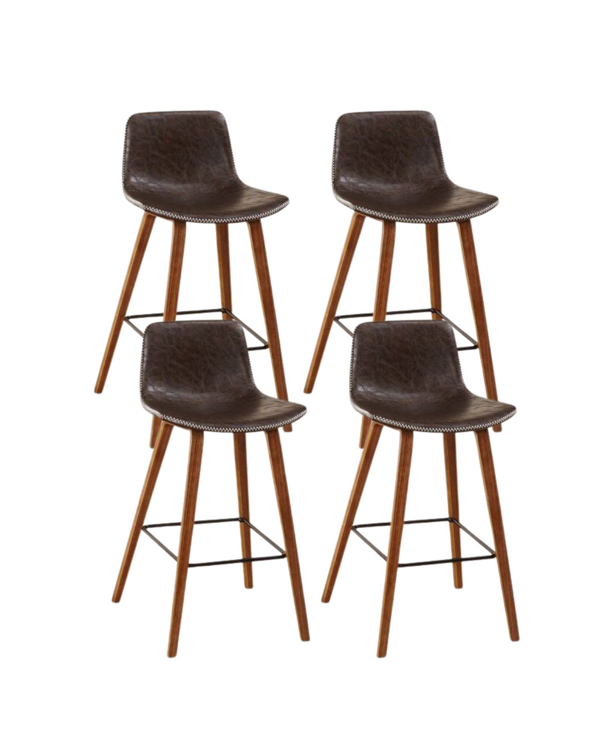 Pack 4 Taburetes De Bar Cuero
