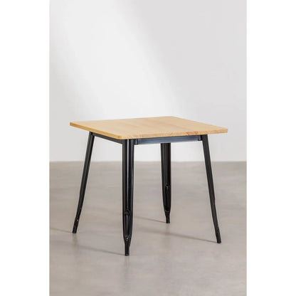 Mesa Tolix Madera 70x70 cm